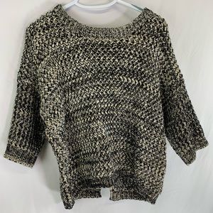 Knit chunky black and off white sweater